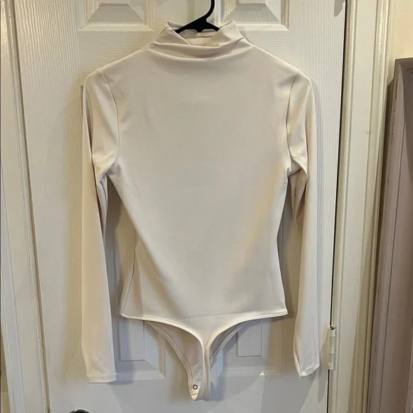 Cream BodyCon One Piece Bodysuit - Picture 2 of 5